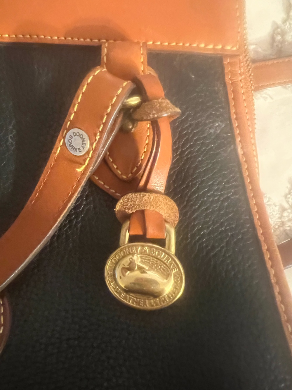 vintage 1990s Dooney & Bourke All-Weather Leather (AWL) Carpet Bag
Black/Tan - Picture 7 of 8